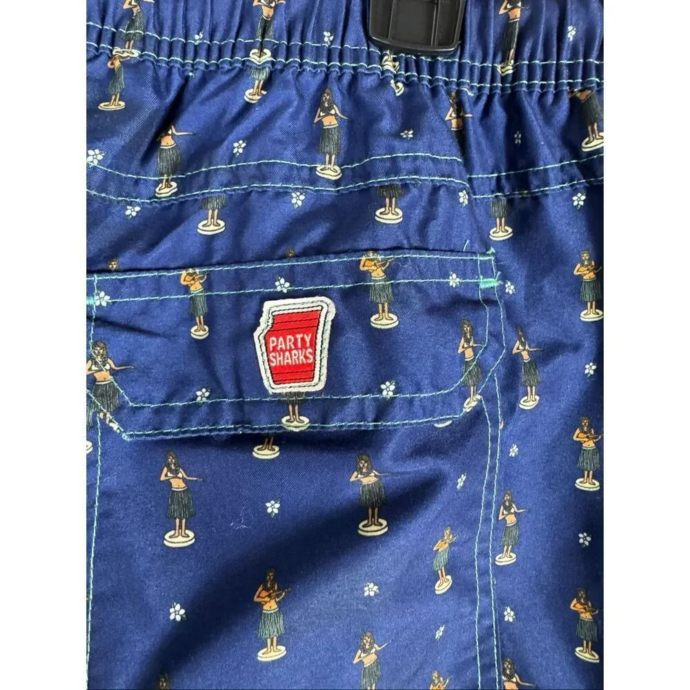 Party Sharks Men’s Swim Trunks Size L